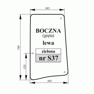 Szyba boczna lewa John Deere gięta zielona