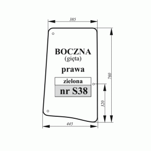 Szyba boczna John Deere gięta zielona