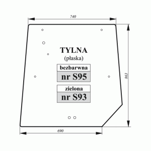 Szyba tylna zielona lewa Massey Ferguson