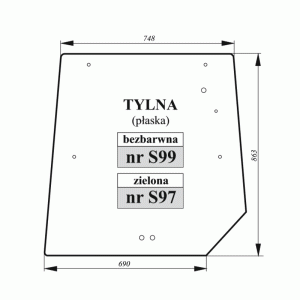 Szyba tylna MF zielona