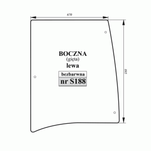 Szyba boczna lewa MTZ BELARUS gięta bezbarwna