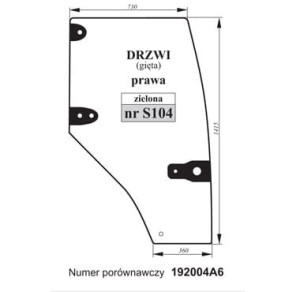 Szyba drzwi prawa Case 192004A6