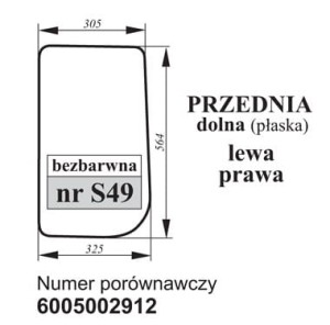 Szyba przednia dolna Renault 6005002912