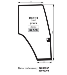 Szyba drzwi prawa Fiat 82000367 86002304