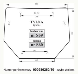 Szyba tylna Deutz-Fahr 00098260/10 zielona