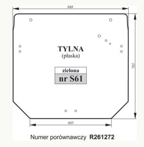 Szyba tylna zielona John Deere R261272