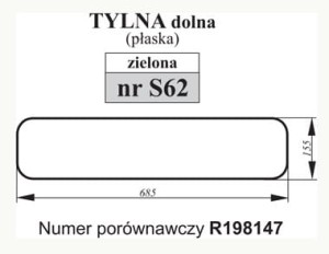 Szyba dolna zielona John Deere R198147