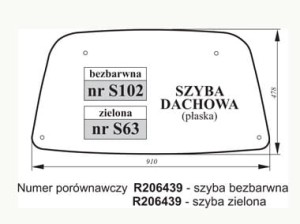 Szyba dachowa John Deere zielona R206439