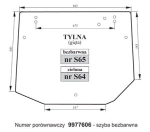 Szyba tylna zielona Landini