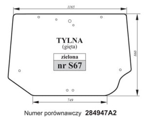 Szyba tylna gięta zielona Case
