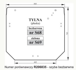 Szyba tylna John Deere bezbarwna R206835