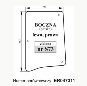 Szyba boczna John Deere ER047311 lewa , prawa
