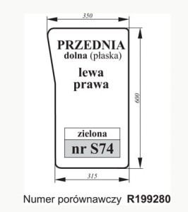 Szyba przednia dolna John Deere R199280