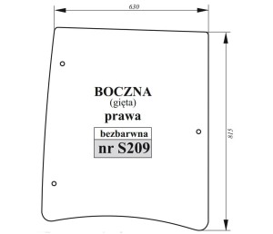 Szyba boczna prawa FARMER gięta , bezbarwna