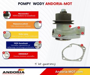 Pompa wody z piastą, uszczelką krążelitową Ursus C-360 ANDORIA