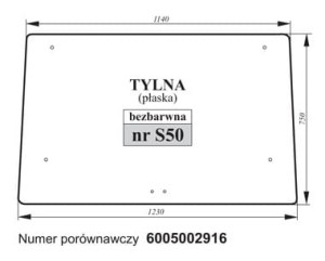 Szyba tylna płaska bezbarwna Renault