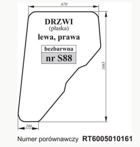 Szyba drzwi John Deere RT6005010161 bezb