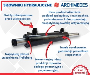 Cylinder hydrauliczny - siłownik jednostronny pomocniczy podnośnika SMT 2.50/32/305, 86409906 C-385 ARCHIMEDES