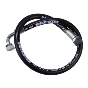 Przewód hydrauliczny 275 bar gwint M22x1,5 prosta - kolanko (DKOL - DKOL 90 stopni) L-1000mm DN12-2SN (AK-13-1000, P11P12) 27,5MPa PZL HYDRAL