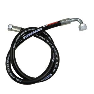 Przewód hydrauliczny 275 bar gwint M22x1,5 prosta - kolanko (DKOL - DKOL 90 stopni) L-1500mm DN12-2SN (AK-13-1500, P11P12) 27,5MPa PZL HYDRAL