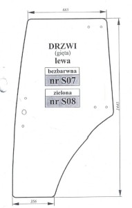 Szyba drzwi lewa zielona Zetor Proxima Forterra 53369092
