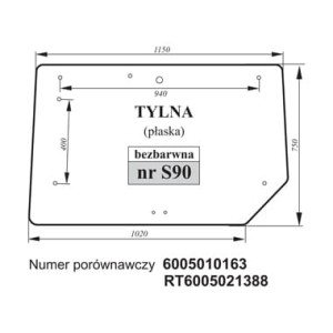 Szyba tylna zielona John Deere