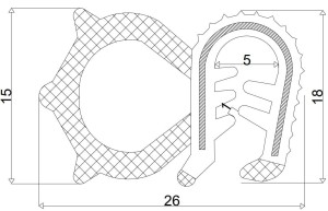 Uszczelka gumowa zbrojona krawędziowa (odcinek 25m) 5mm TDZL_1