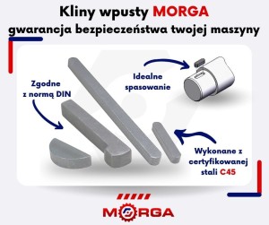 Wpust pryzmatyczny 6x6x500 DIN 6885 Stal C45 MORGA